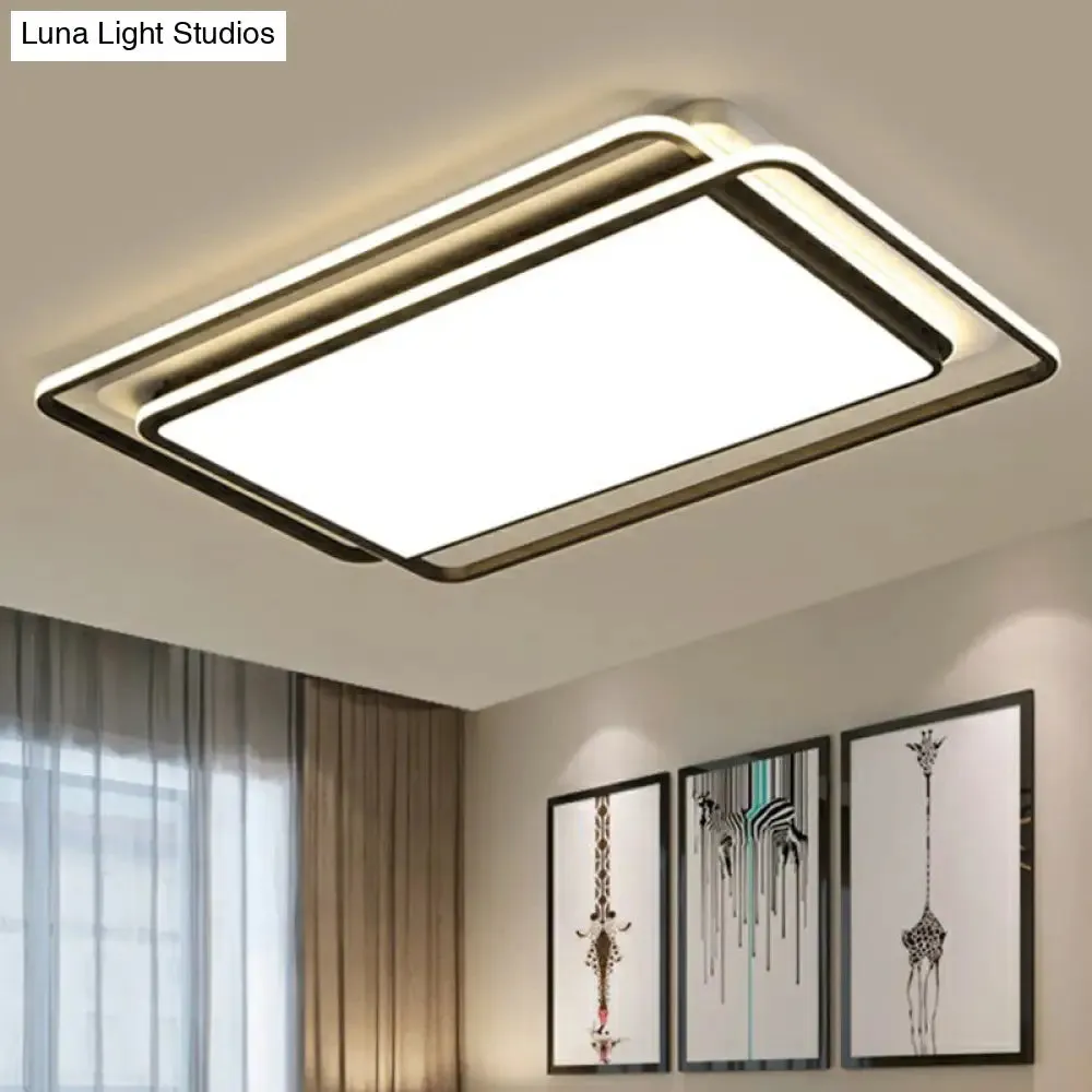 Contemporary Black-White LED Ceiling Light for Living Room - Acrylic Flush Mount Fixture