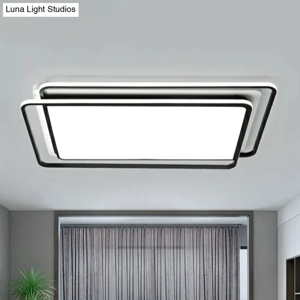 Contemporary Black-White LED Ceiling Light for Living Room - Acrylic Flush Mount Fixture