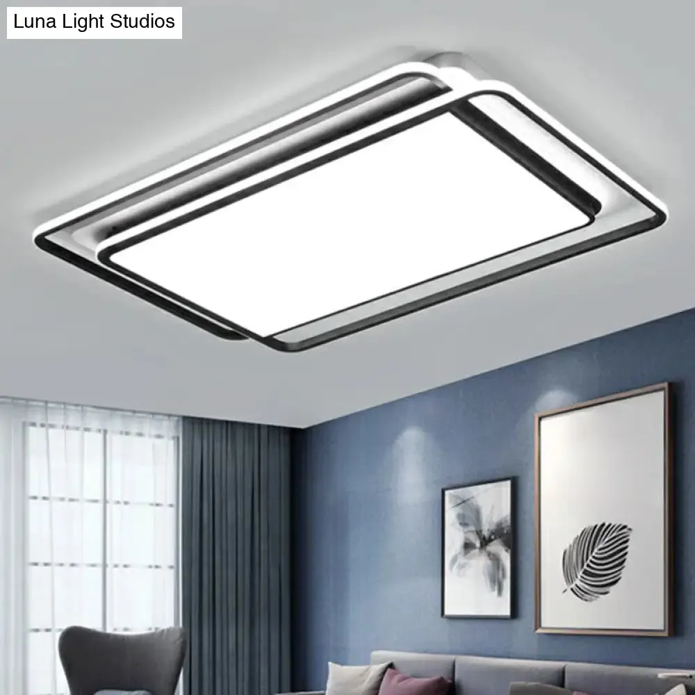 Contemporary Black-White LED Ceiling Light for Living Room - Acrylic Flush Mount Fixture