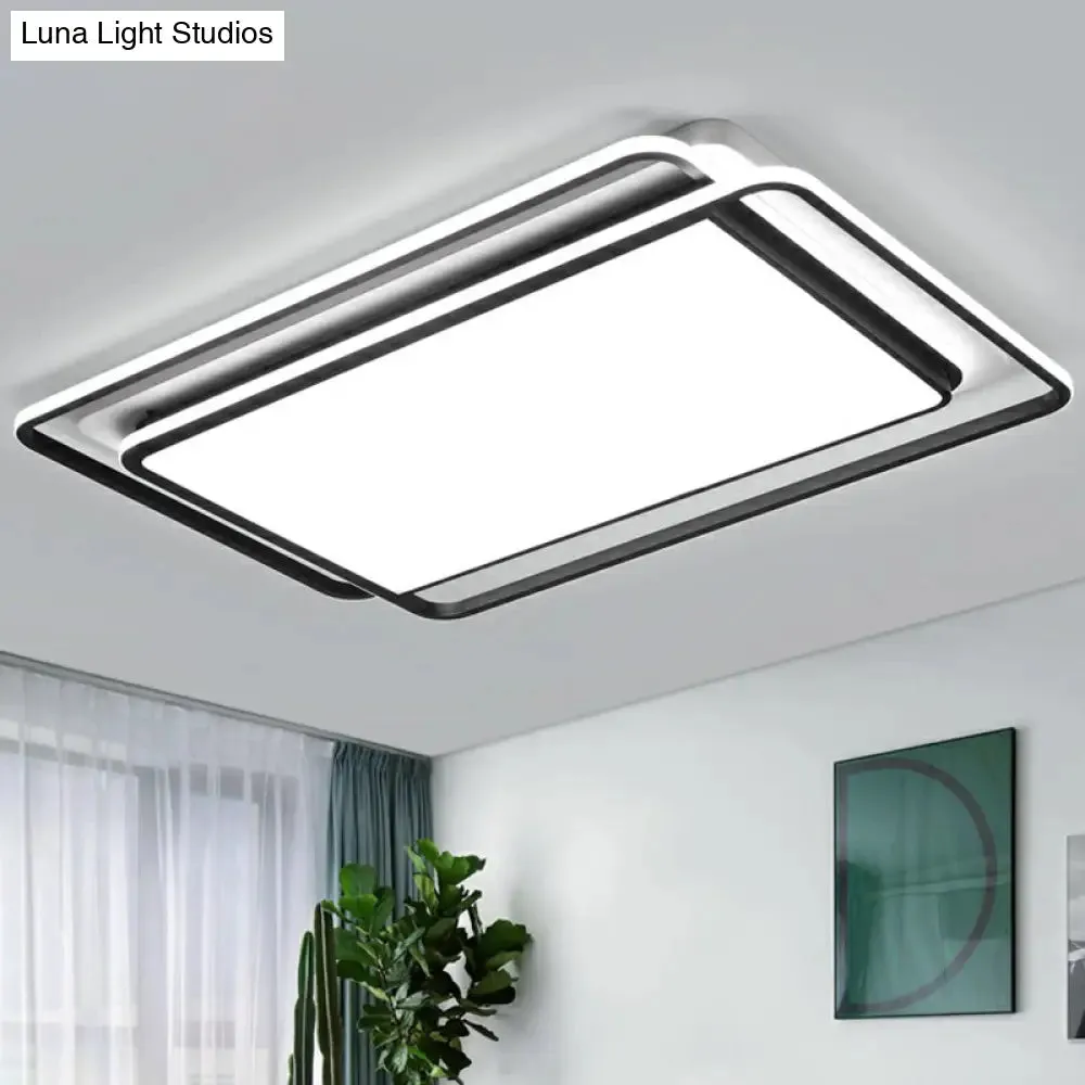 Contemporary Black-White LED Ceiling Light for Living Room - Acrylic Flush Mount Fixture