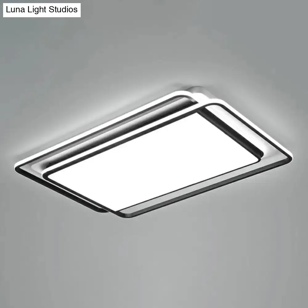 Contemporary Black-White LED Ceiling Light for Living Room - Acrylic Flush Mount Fixture