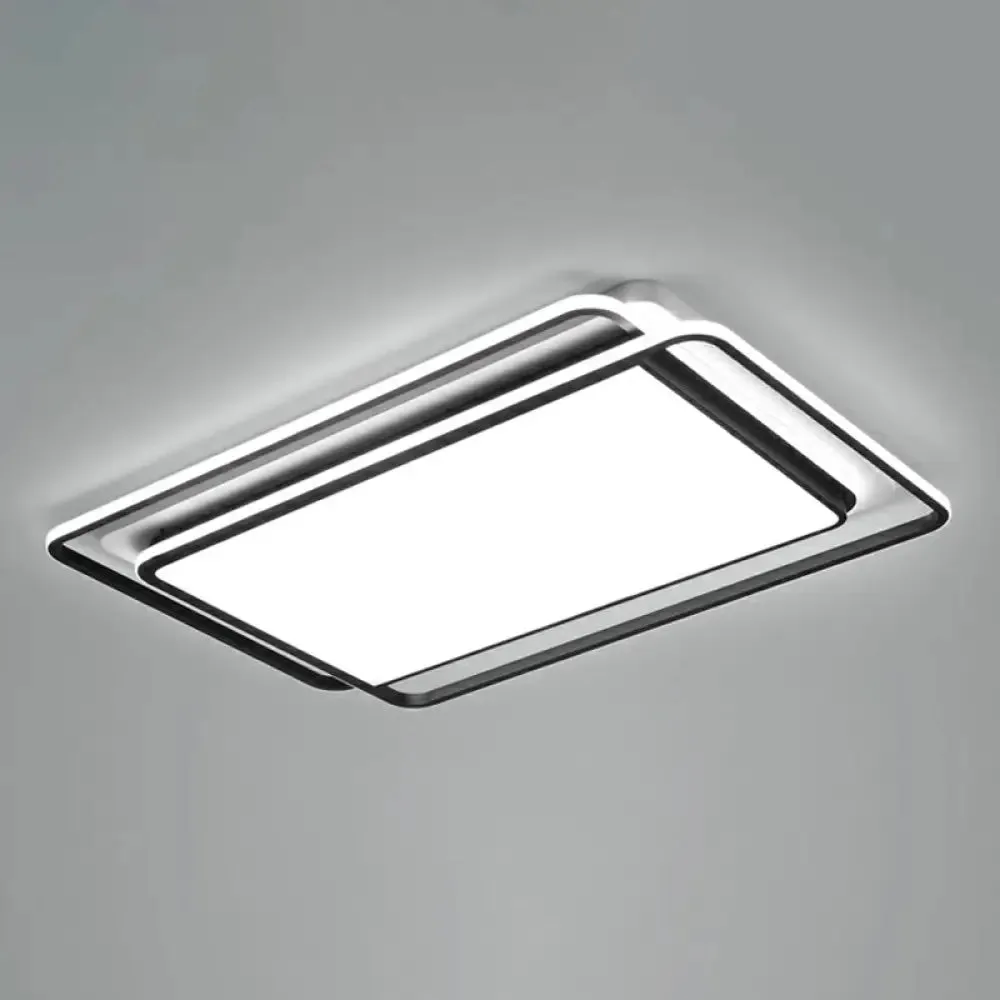 Contemporary Black-White LED Ceiling Light for Living Room - Acrylic Flush Mount Fixture