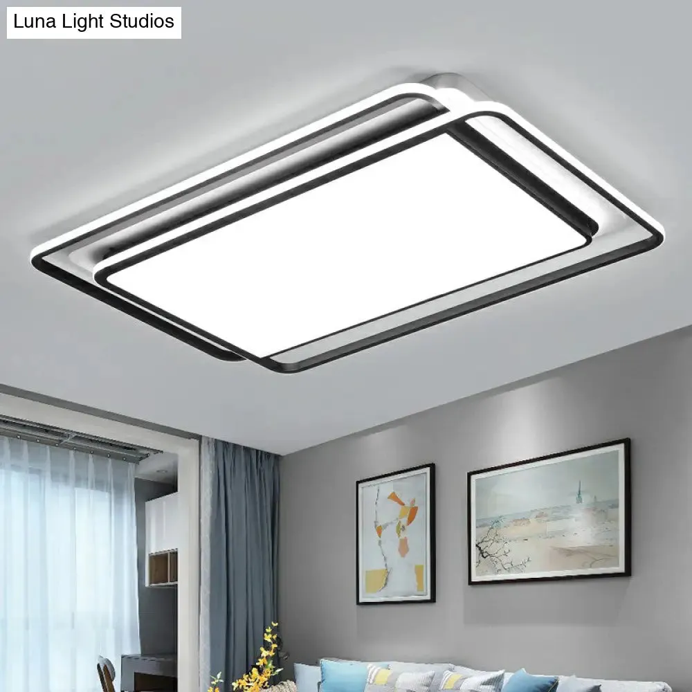 Contemporary Black-White LED Ceiling Light for Living Room - Acrylic Flush Mount Fixture