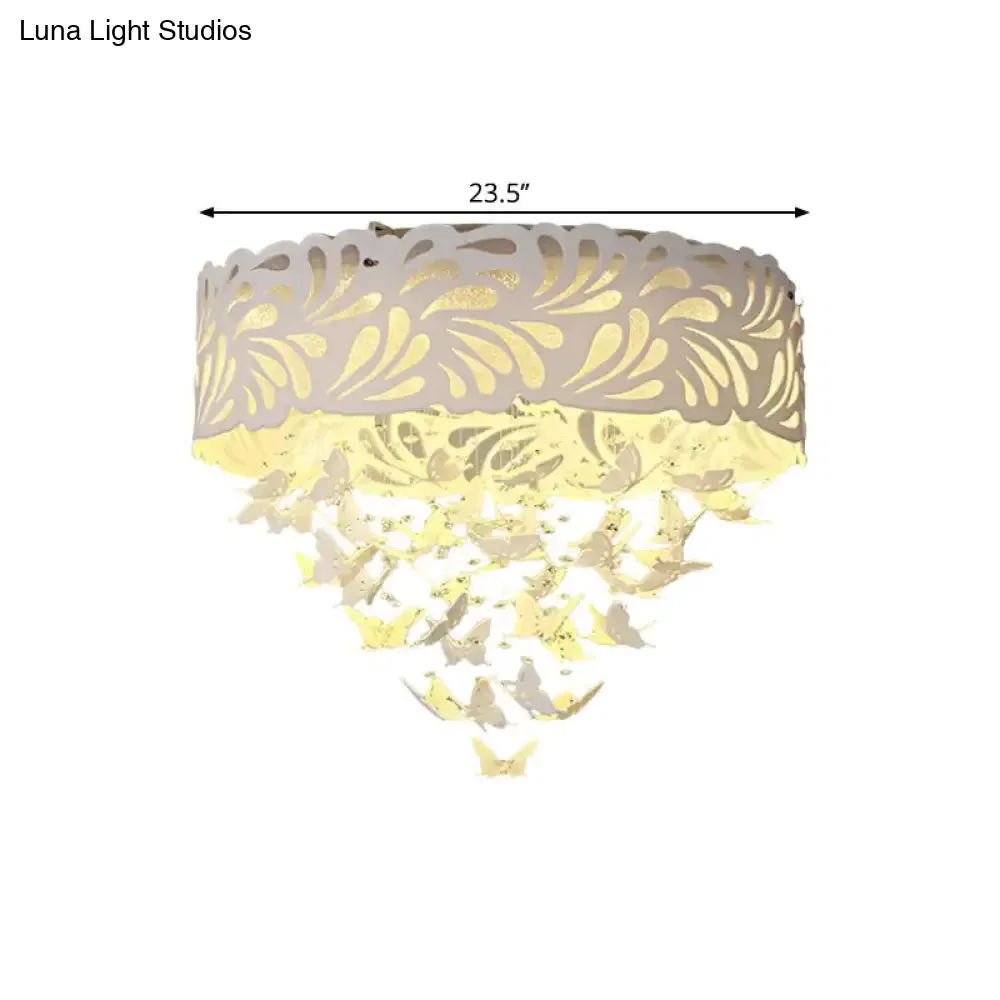 Contemporary Crystal Drop LED Flush Light - White, 8/12 Heads, 18"/23.5"/12.5" Wide