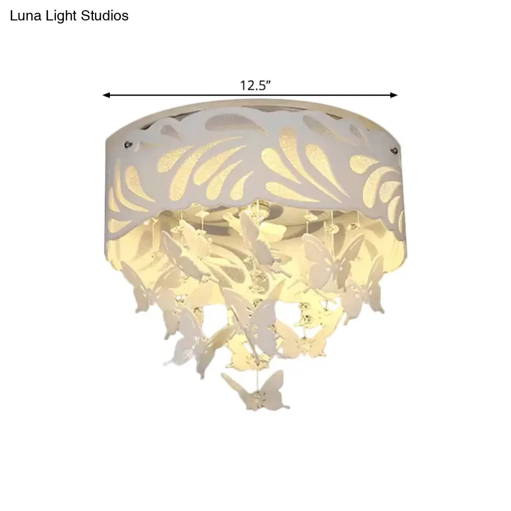 Contemporary Crystal Drop LED Flush Light - White, 8/12 Heads, 18"/23.5"/12.5" Wide