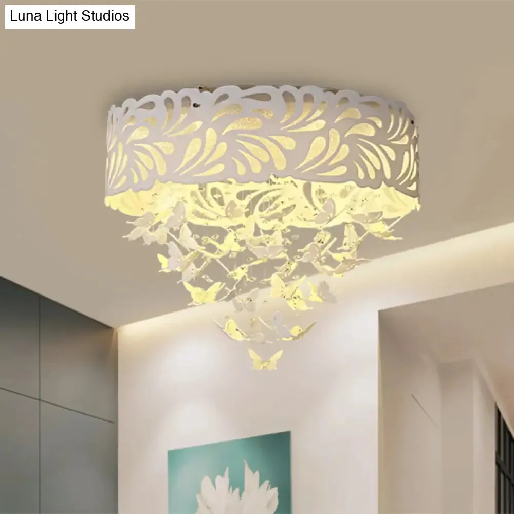 Contemporary Crystal Drop LED Flush Light - White, 8/12 Heads, 18"/23.5"/12.5" Wide