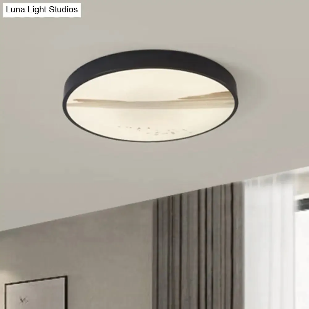 Contemporary Round Flush LED Ceiling Light in Black - Ideal for Dining Rooms, featuring Metal Construction and Warm White Illumination