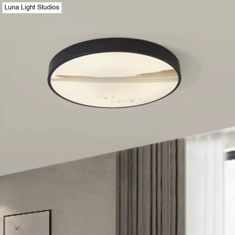 Contemporary Round Flush LED Ceiling Light in Black - Ideal for Dining Rooms, featuring Metal Construction and Warm White Illumination