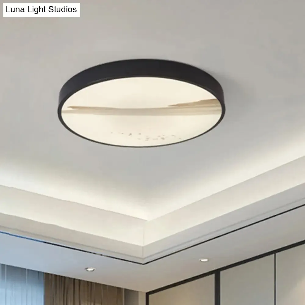 Contemporary Round Flush LED Ceiling Light in Black - Ideal for Dining Rooms, featuring Metal Construction and Warm White Illumination