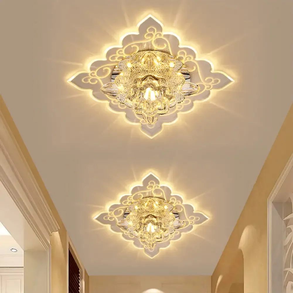 Crystal Flush Mount LED Lamp for Corridor - Elegant Ceiling Light