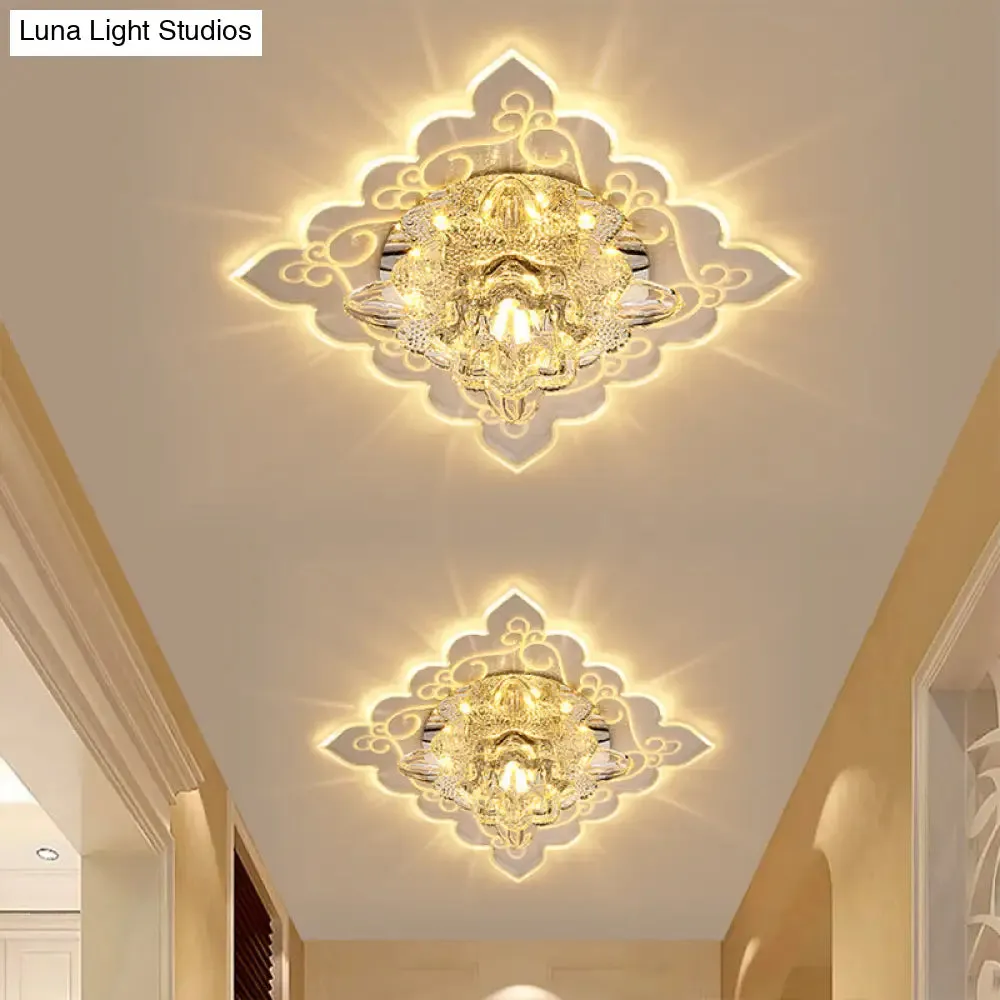 Crystal Flush Mount LED Lamp for Corridor - Elegant Ceiling Light