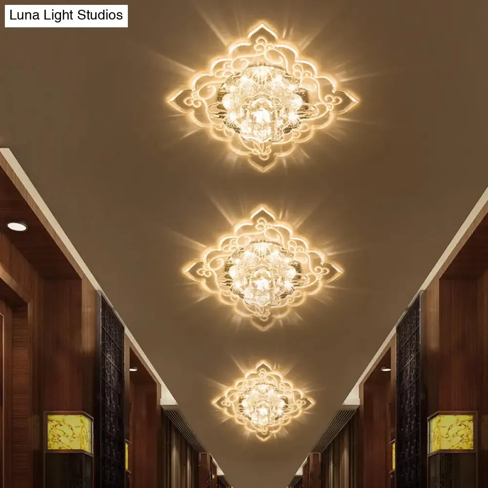 Crystal Flush Mount LED Lamp for Corridor - Elegant Ceiling Light