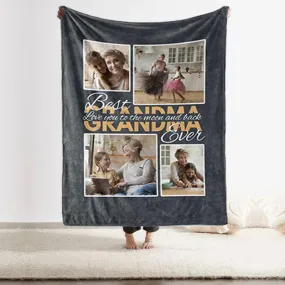 Custom Best Grandma 4 Photo Blanket