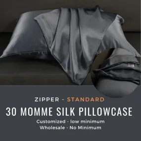 Custom Wholesale Silk Pillowcase 30 Momme Zipper Closure - Standard size