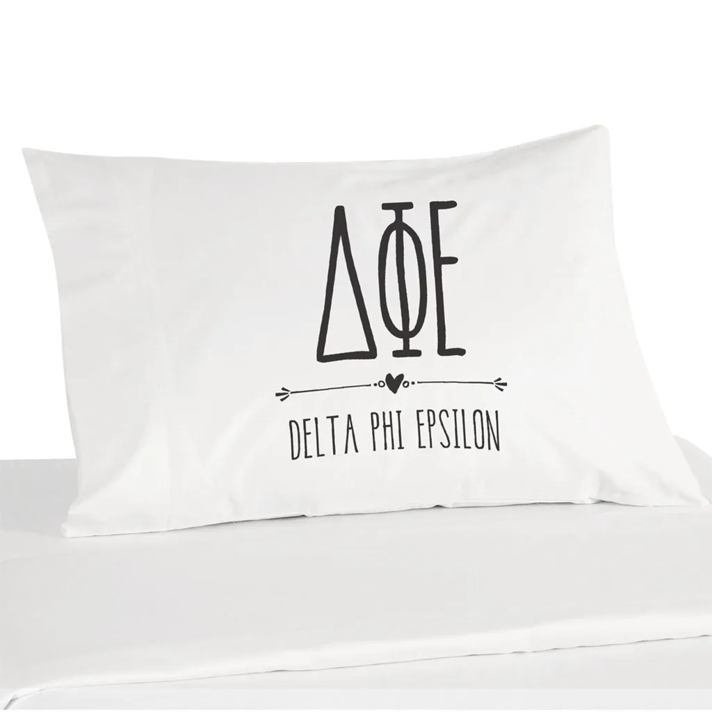 Delta Phi Epsilon Boho Greek Letters and Name Pillowcase