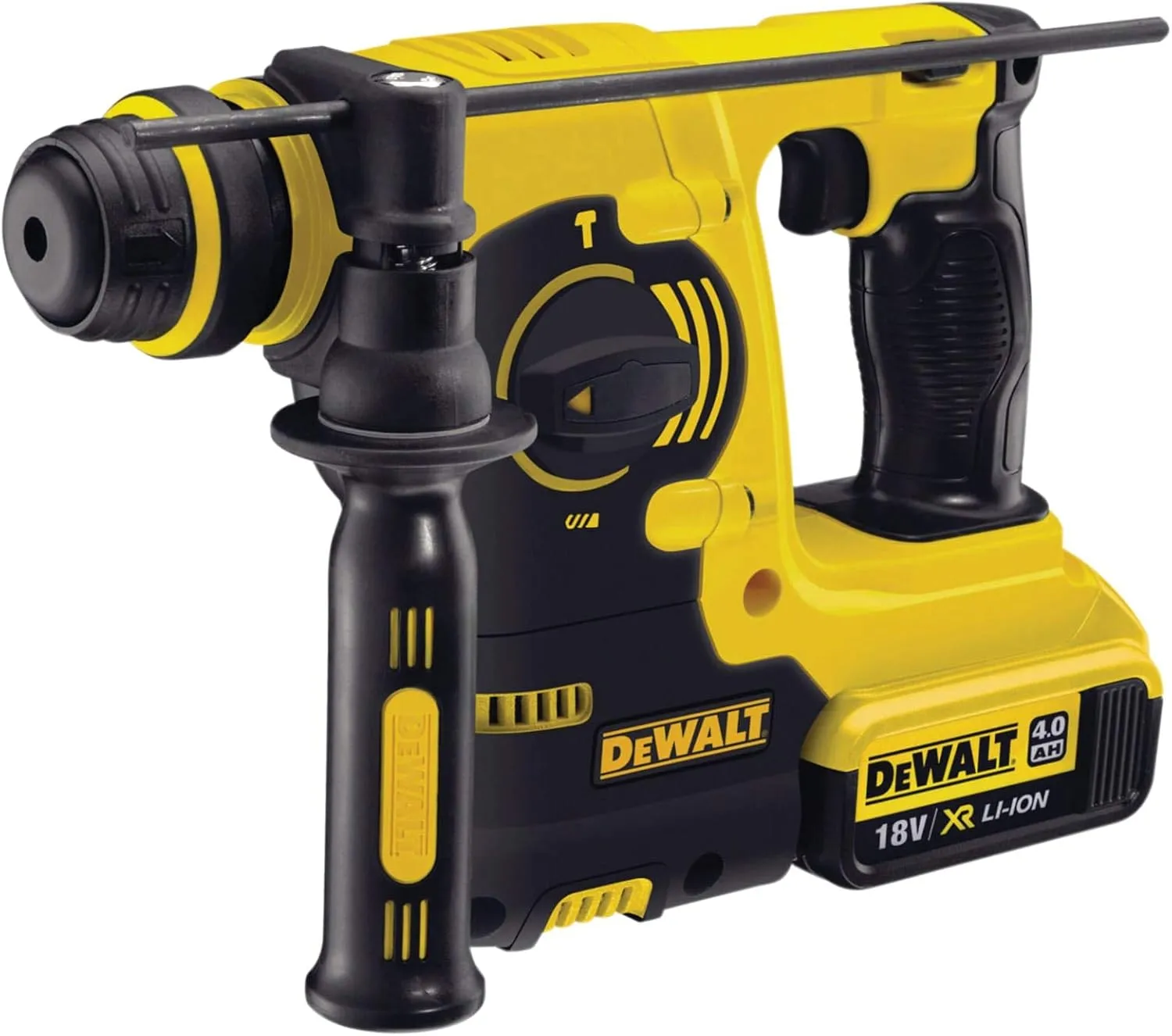 DeWalt 18V XR SDS Plus Rotary Hammer Drill with 2x 4Ah Batteries - Yellow/Black