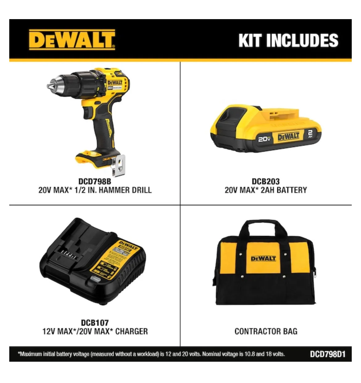 DEWALT 20-volt Max Brushless Hammer Drill (1-Battery Included)