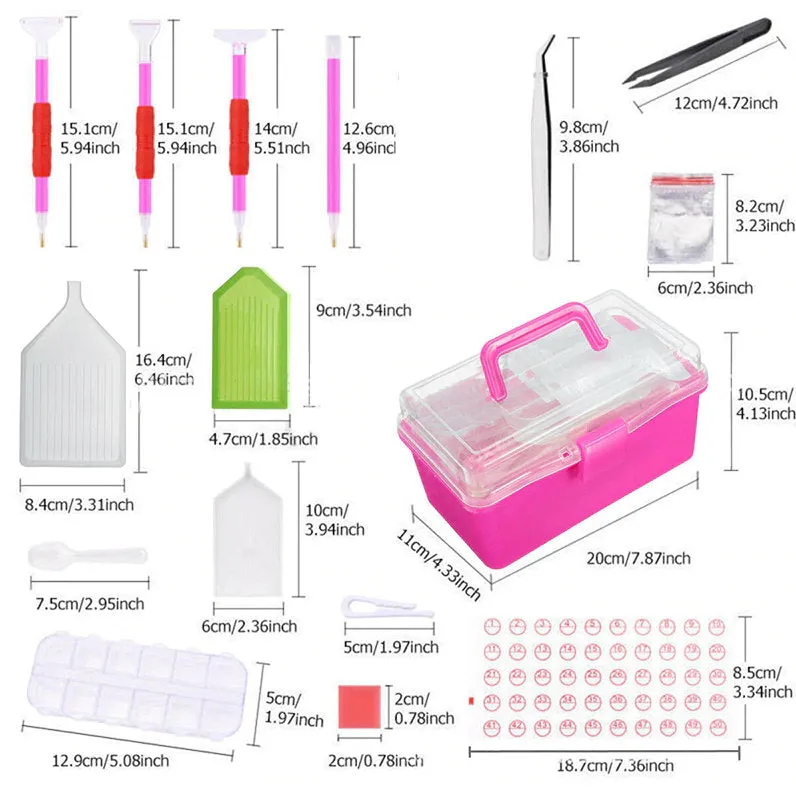 Diamond Painting Tool Set - Diamond Painting Supplies - Dot Drill Pens - Point Drill - Tweezer - Storage Box - Gift Set - Kit