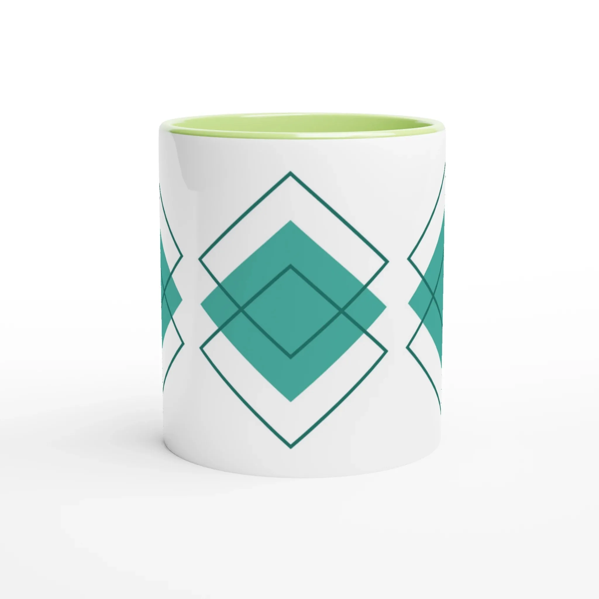 Diamond Pattern Green Ceramic Mug | Unique Coffee Mug