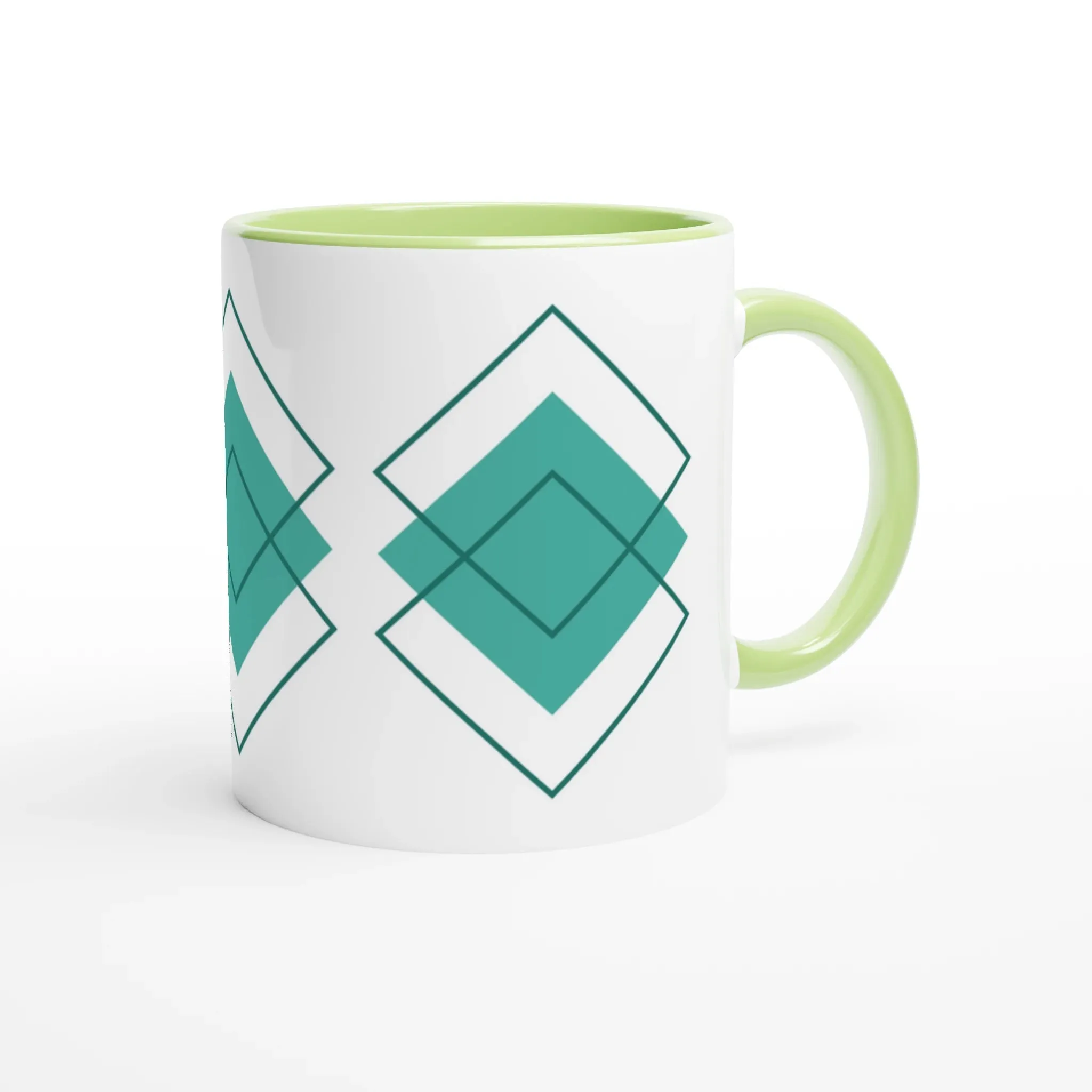 Diamond Pattern Green Ceramic Mug | Unique Coffee Mug