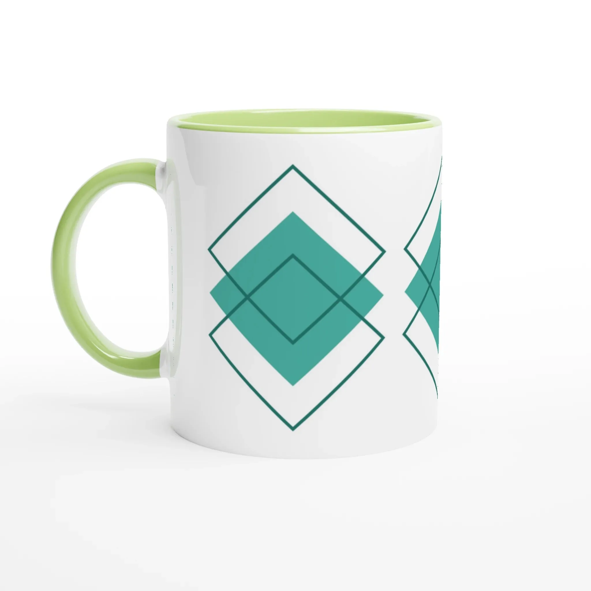 Diamond Pattern Green Ceramic Mug | Unique Coffee Mug