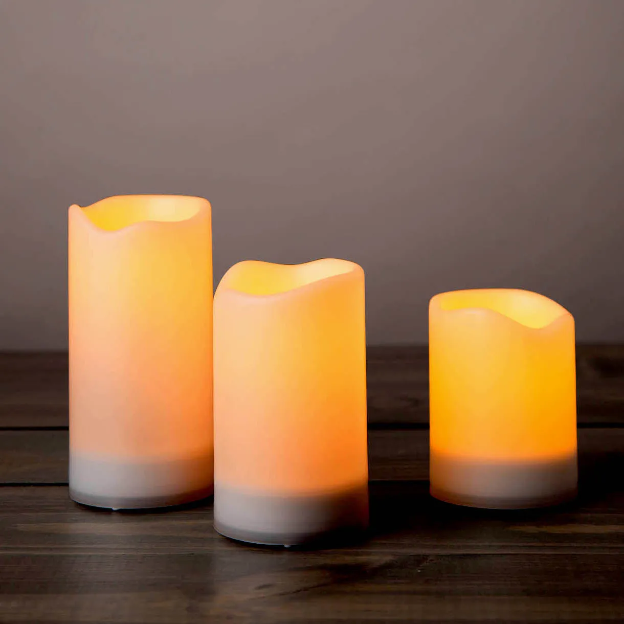 Dionne Solar Powered Outdoor 3" Candles, Set of 3