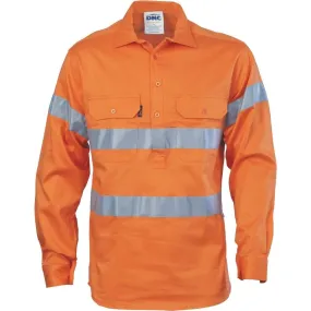 Dnc Workwear Hi-vis Close Front Cotton Drill Shirt With 3m R/tape - 3848