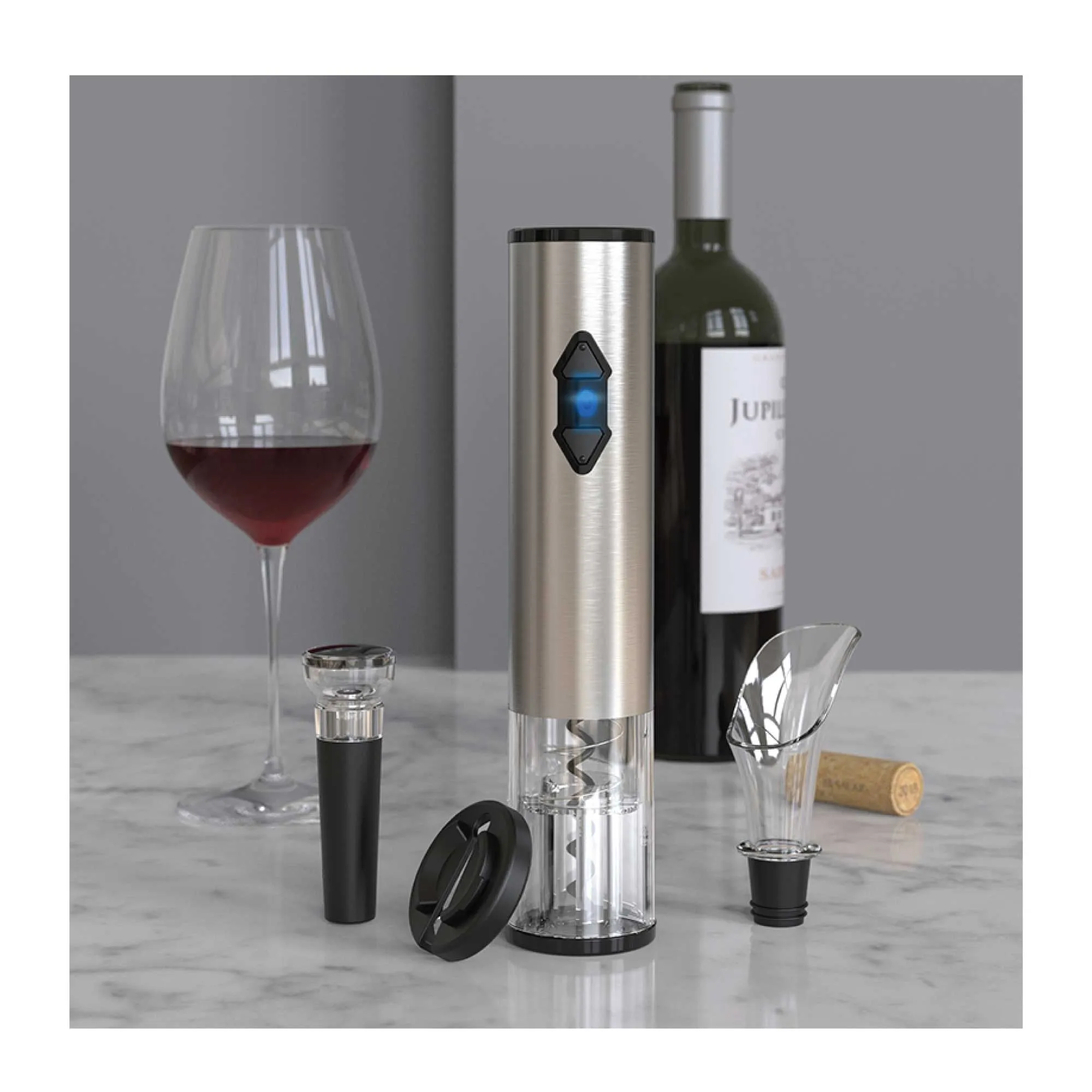 Electric Wine Bottle Opener Set - Automatic Corkscrew Pourer Pump Sealer Cutter