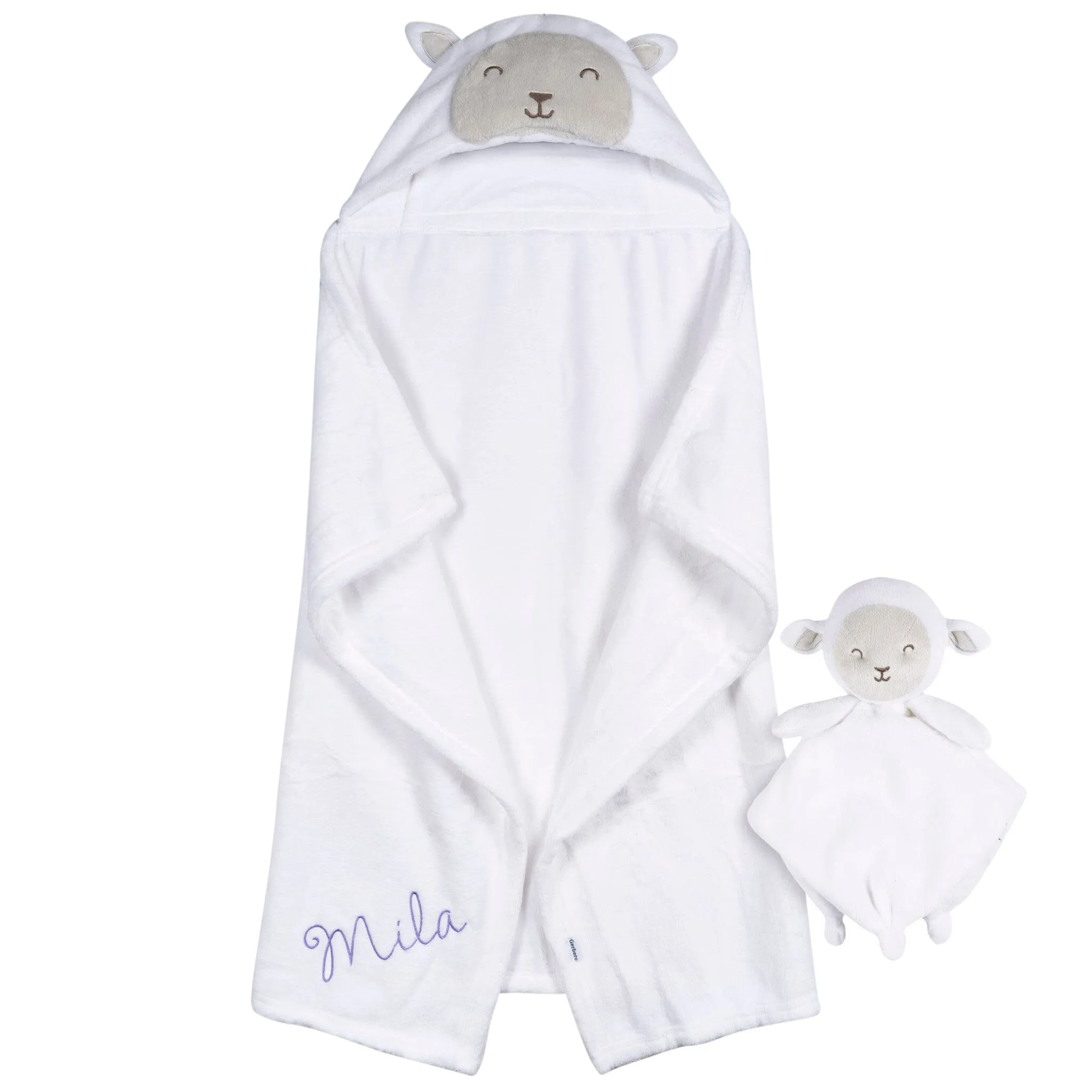 Embroidered 2-Piece Lamb Wearable Blanket & Security Blanket Set