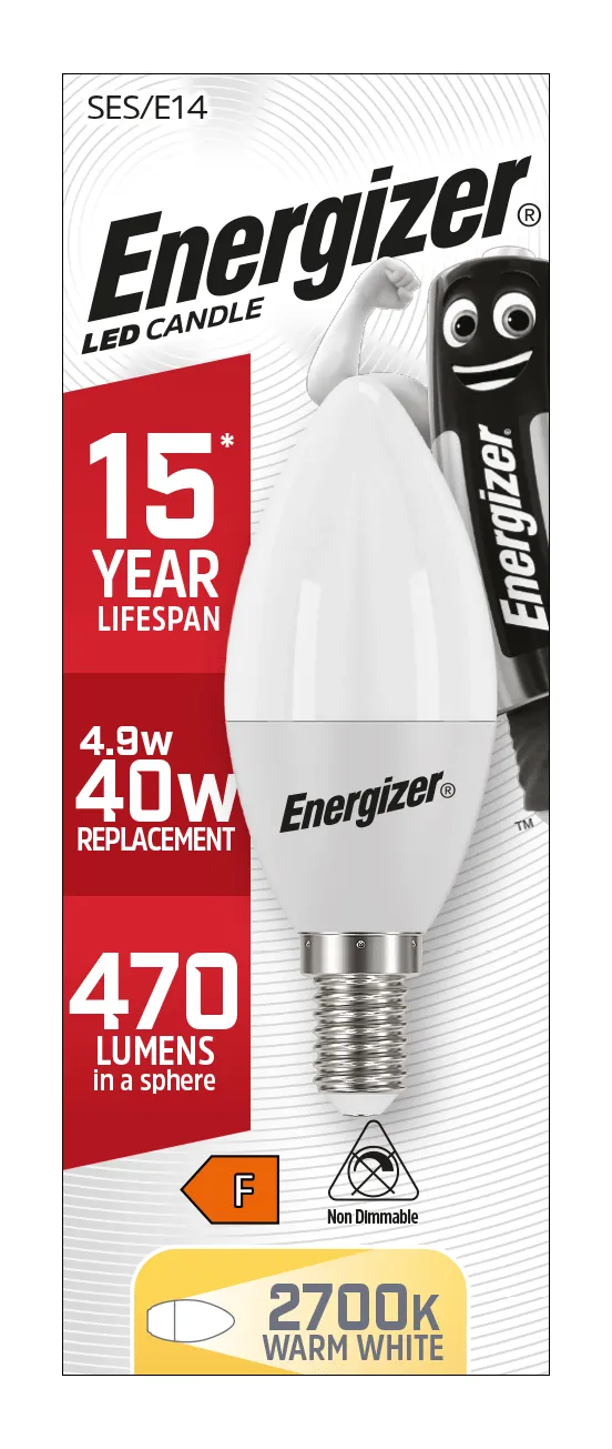 Energizer E14 LED Opal Candle Warm White Lightbulb 40W