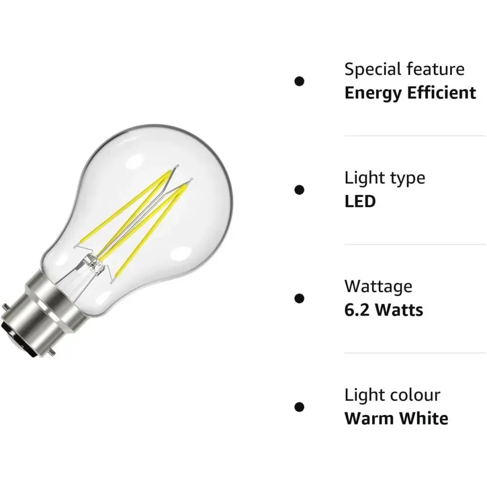 Energizer LED GLS Filament BC / B22 7W = 60W Warm White Bulb