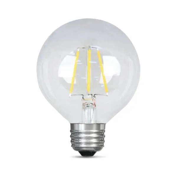 Feit Electric BPG2540/850/LED LED Lamp, Globe, G25 Lamp, 40 W Equivalent, E26 Lamp Base, Dimmable, Clear, Daylight Light