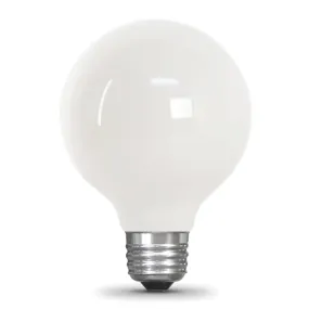 Feit Electric BPG2560W/927CA/FIL LED Bulb, Globe, G25 Lamp, 60 W Equivalent, E26 Lamp Base, Dimmable, White