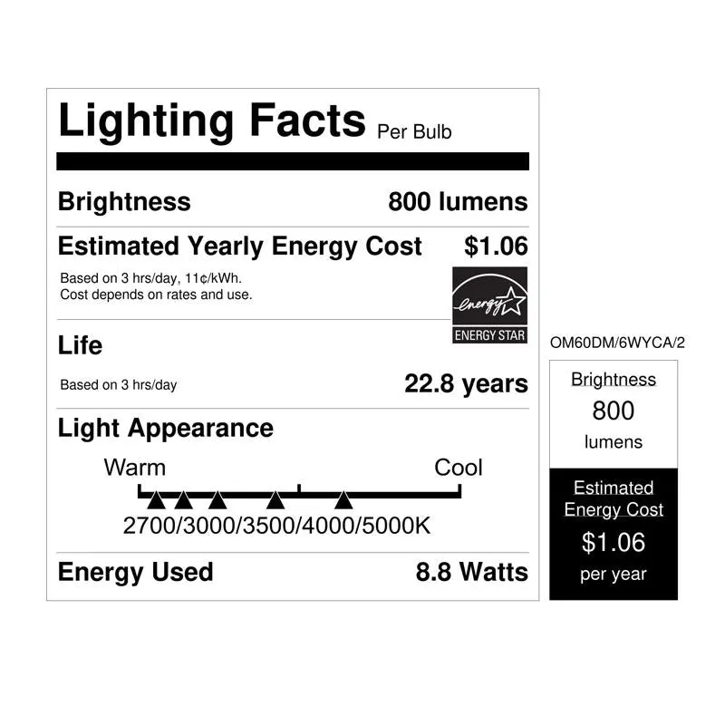 Feit LED A19 E26 (Medium) LED Bulb Color Changing 60 Watt Equivalence 2 pk