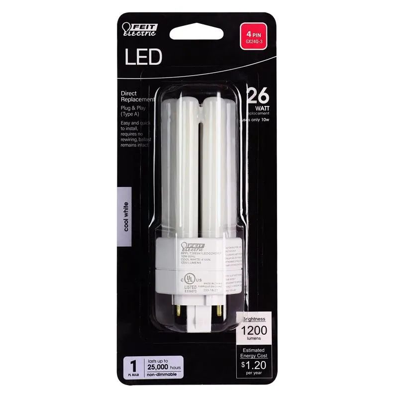 Feit PL GX24Q-3 4-Pin LED Bulb Cool White 26 Watt Equivalence 1 pk