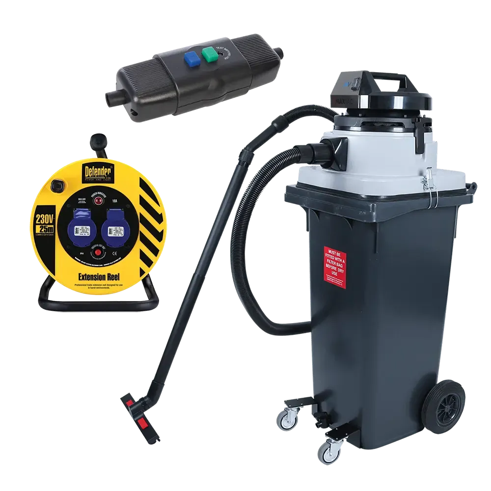 Flood Cleanup Vacuum Set, 230V - MAXVAC DV120-WBN, RCD & 25m Extension