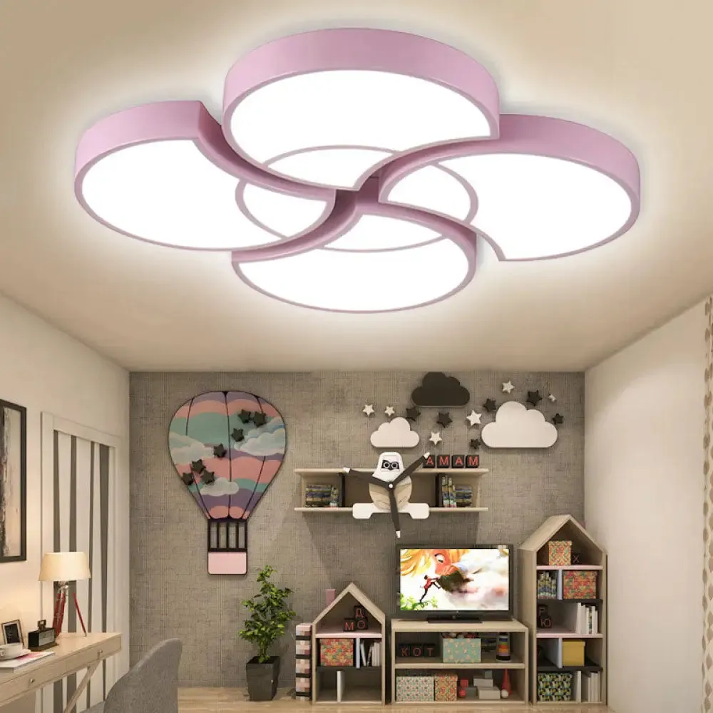 Floral Flush Ceiling Light for Kids' Spaces - Metal and Acrylic Ceiling Lamp for Kindergarten and Corridor