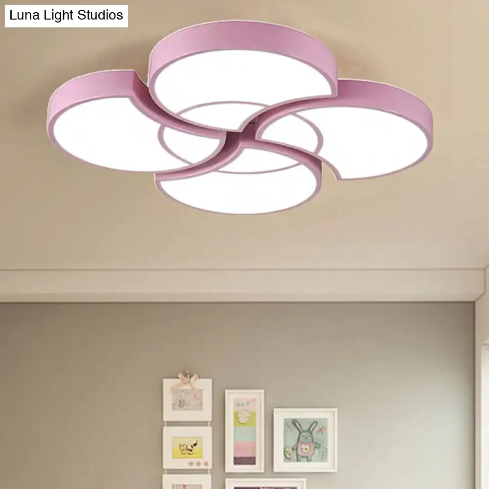 Floral Flush Ceiling Light for Kids' Spaces - Metal and Acrylic Ceiling Lamp for Kindergarten and Corridor