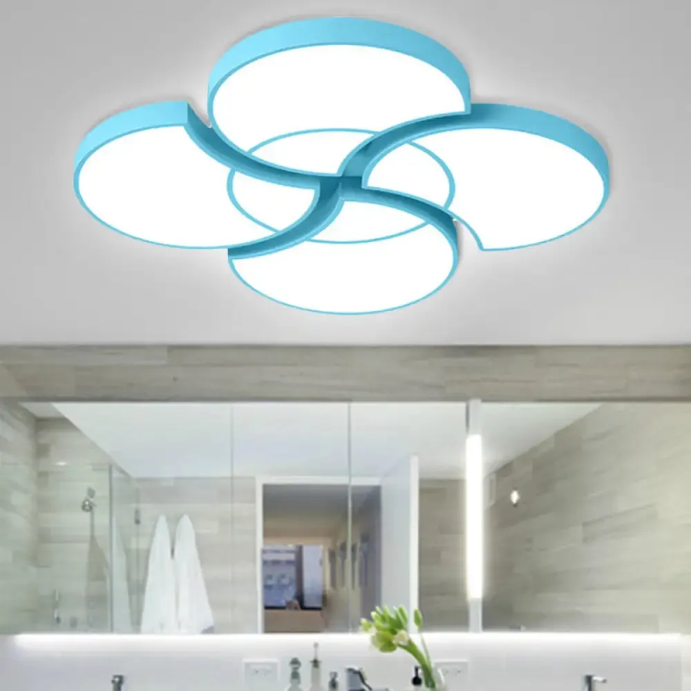 Floral Flush Ceiling Light for Kids' Spaces - Metal and Acrylic Ceiling Lamp for Kindergarten and Corridor