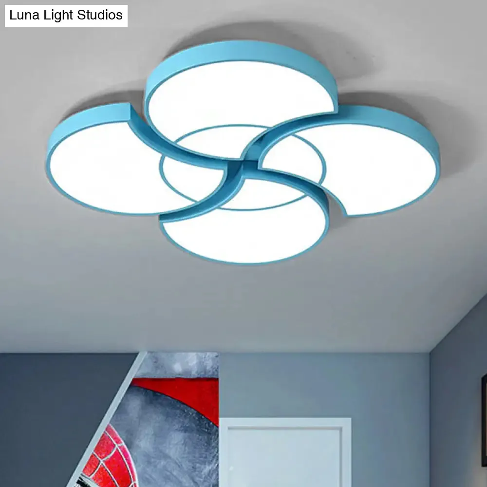 Floral Flush Ceiling Light for Kids' Spaces - Metal and Acrylic Ceiling Lamp for Kindergarten and Corridor