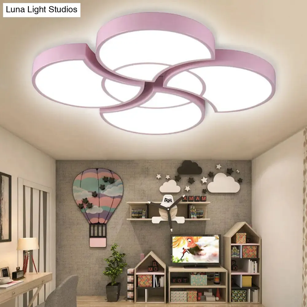 Floral Flush Ceiling Light for Kids' Spaces - Metal and Acrylic Ceiling Lamp for Kindergarten and Corridor