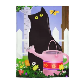 Flower Pot Cat Velveteen Plush Blanket