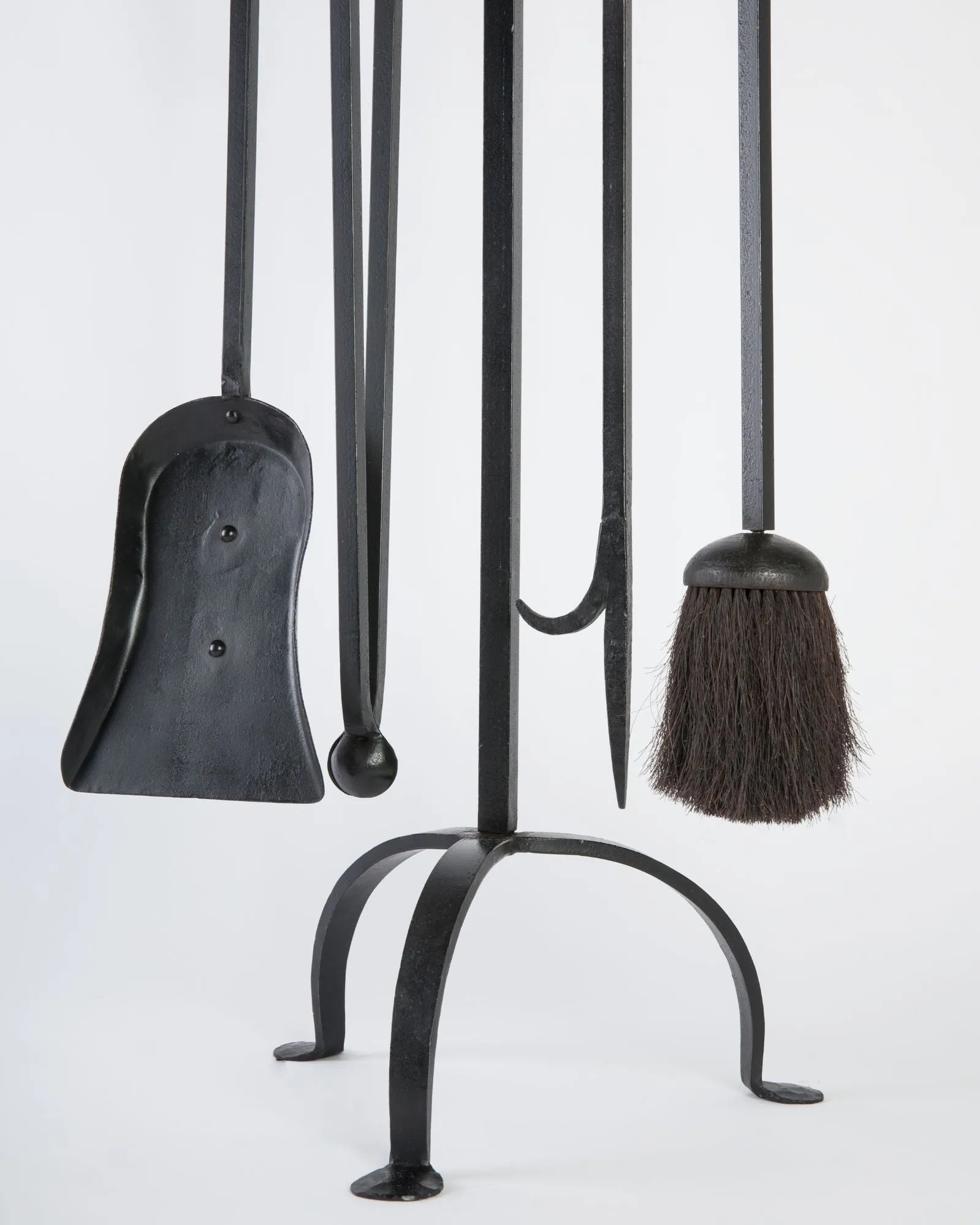 Four Piece Set of Fireplace Tools on Tripod Stand