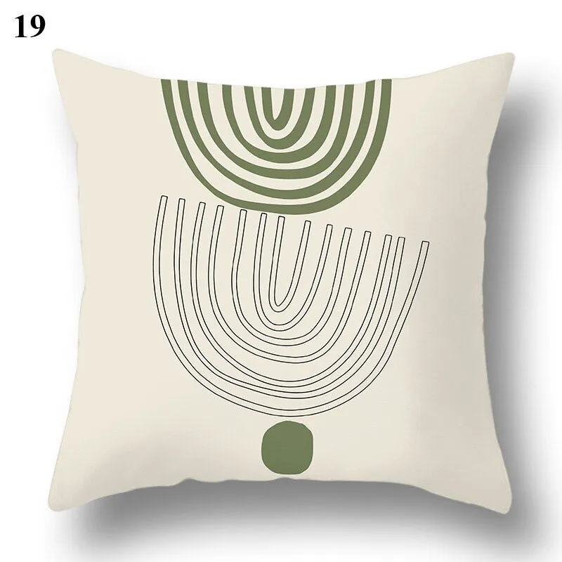 Geometric Green Leaf Pattern Decorative Pillowcase