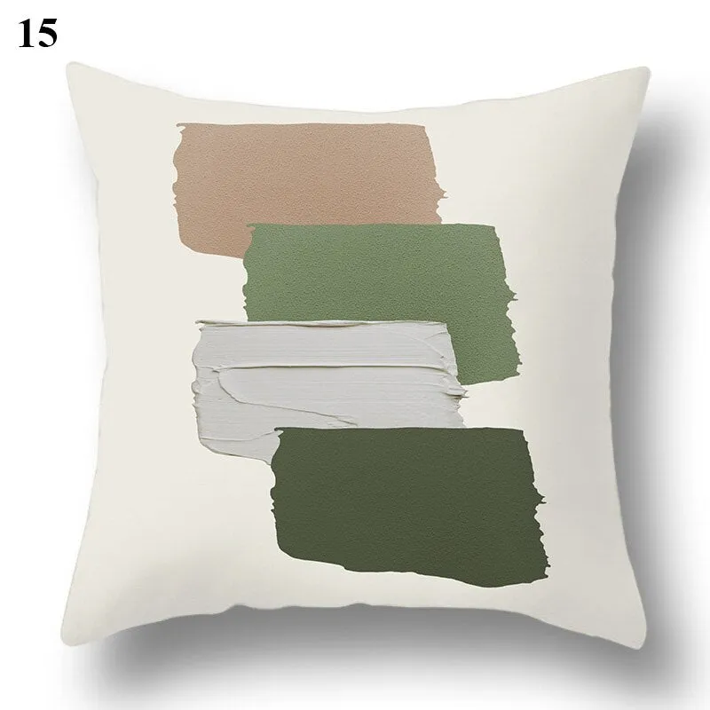 Geometric Green Leaf Pattern Decorative Pillowcase