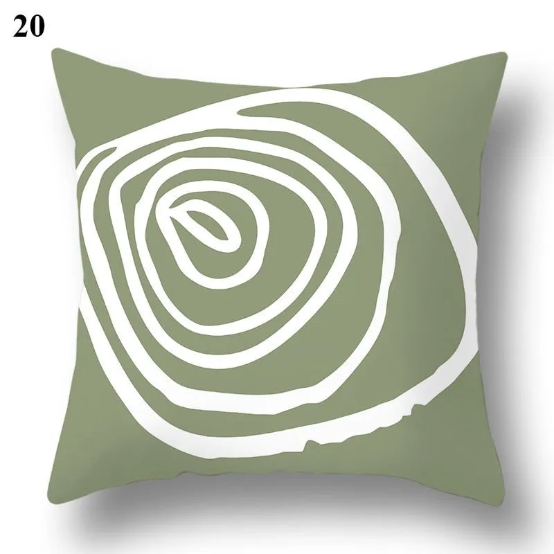 Geometric Green Leaf Pattern Decorative Pillowcase