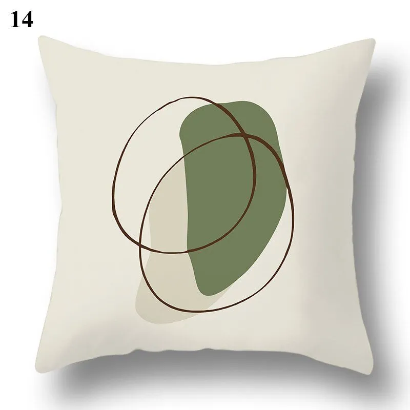 Geometric Green Leaf Pattern Decorative Pillowcase