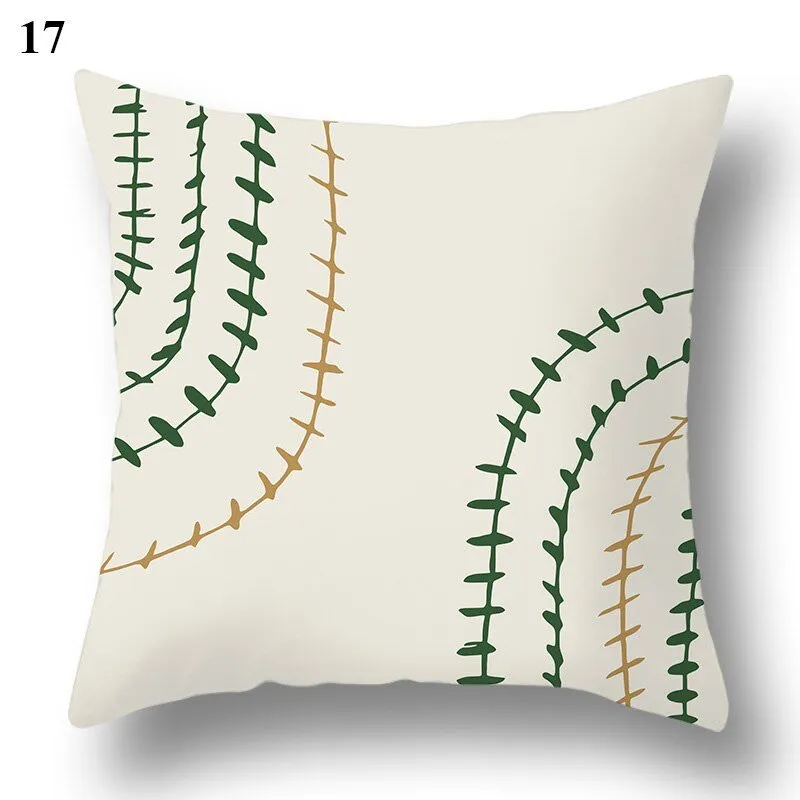 Geometric Green Leaf Pattern Decorative Pillowcase