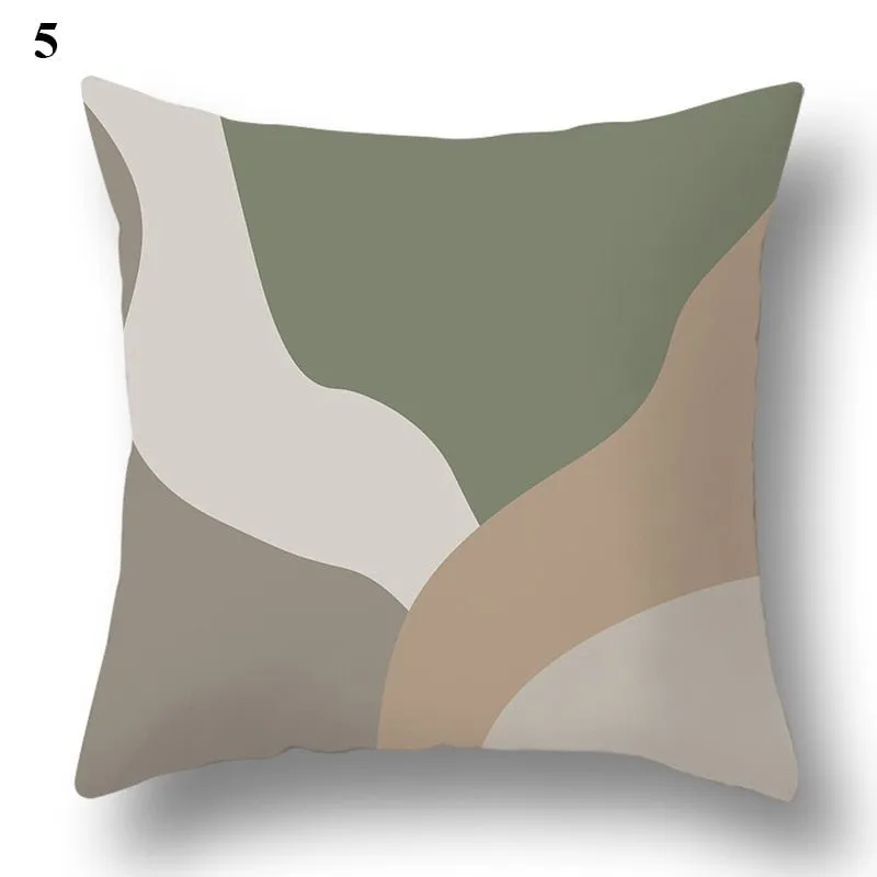 Geometric Green Leaf Pattern Decorative Pillowcase