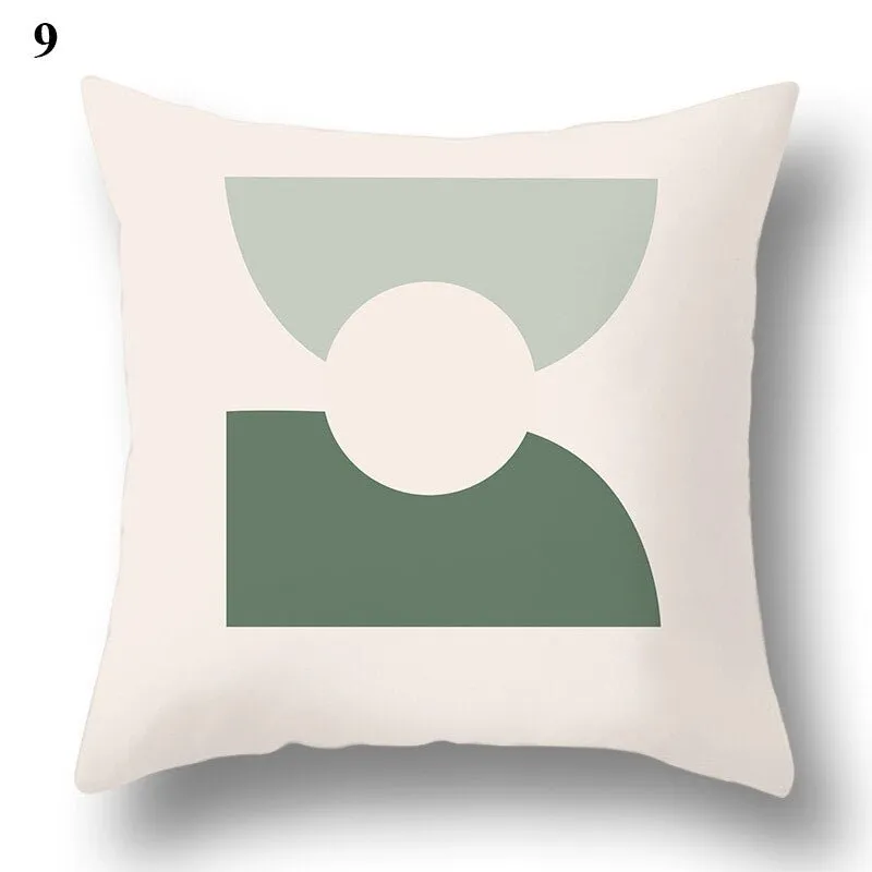 Geometric Green Leaf Pattern Decorative Pillowcase